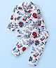 Babyhug Marvel Full Sleeves Front Open Collar Neck Woven Night suit  with Spider Man Print - White