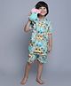 Little Clothing Cotton Woven Half Sleeves Floral Printed Coordinating Shirt With Shorts - Green