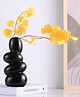 Ecofynd Ceramic Flower Pebble  Black Vase for Home Decor  - Pack of 1