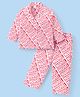 Babyhug Marvel Cotton Woven Front Open Full Sleeves Night Suit With Marvel Avengers  Print - Pink