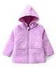 Babyhug Woven Full Sleeves Front Open Padded Hooded Jacket with Quilted Butterfly Design - Mauve