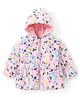 Babyhug Woven Full Sleeves Padded Hooded Jacket With Floral Print - Pink