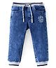 Babyhug Denim Full Length Joggers with Text Print - Blue