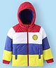 Babyhug Full Sleeves Front Open Padded Hooded Jacket with Colour Block Design & Patch Detailing - Multicolour