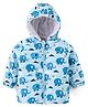 Babyhug Woven Full Sleeves Padded Hooded Jacket with Elephant Print - Blue