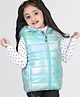 Babyhug Woven Sleeveless Padded Hooded Metallic Jacket with Pockets & Ear Applique - Blue