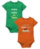Zeezeezoo Cotton Pack Of 2 Half Sleeves Nana Nani Ki Jaan & Swag From Mamu Text Printed Onesies - Green & Orange