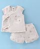 ero Interlock Knit Half Sleeves Shorts Night Suit with Space & Teddy Bear Print - Cream