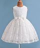 Bluebell Net Sleeveless Embroidered Frock with Floral Applique - White