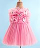 Bluebell Net Sleeveless Party Frock with Corsage & Butterfly Applique - Pink
