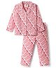Babyhug Marvel Cotton Woven Full Sleeves Front Open Co-ords Night Suit With Avengers Print - Pink