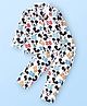 Babyhug Disney Cotton Knit Front Open Full Sleeves Night Suit with Mickey Mouse Print - White