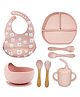 FunBlast Silicone Baby Tableware Feeding Set  8 Pcs Pink
