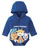Babyhug 100% Cotton Interlock Knit Full Sleeves Hooded Onesies With Wild Animals Print - Navy Blue