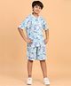 Ninos Dreams  Rayon Half Sleeves Shells Printed  Co Ord Set - Blue