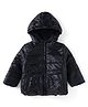 Babyhug Woven Full Sleeves Padded Hooded Jacket with Shimmer - Black