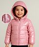 Babyhug Woven Full Sleeves Holographic Printed Padded Hooded Winter Jacket  - Pink