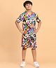 Ninos Dreams  Rayon Half Sleeves  Abstract Printed Co Ord Set -  Purple