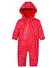 Babyhug Full Sleeves Hooded  Winter Romper Star Foil Print - Red
