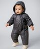 Babyhug Full Sleeves Hooded  Winter Romper Hearts Print - Black