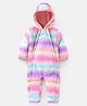 Babyhug Woven Full Sleeves Winter Wear Hooded  Striped Romper - Multicolour