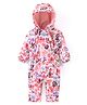 Babyhug Woven Full Sleeves Winter Wear Hooded Romper with Floral Print - Multicolour