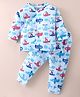 Simply Quilted Cotton Full Sleeves Padded Winter Wear Co-Ord Suit With Helicopters Print - Sky Blue