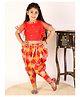 KID1 Silk Sleeveless Net Detailed Dots Designed Crop Top With Dhoti Set - Red