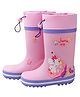Little Surprise Box Easy Pull String Unicorn Applique Slip On Rain Gumboots - Pink