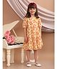 Superminis Cotton Half Sleeves Floral Printed Flared  Dress - Yellow