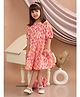 Superminis Cotton Half Sleeves Floral Printed Flared  Dress - Pink