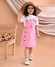 Superminis Denim Sleeveless Floral  Embroidered  Dungaree - Pink