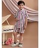 Superminis Rayon Half Sleeves Striped  Shirt With Shorts  - Purple