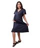 TUMMY Cotton Half Sleeves Solid Maternity Dress - Multi Colour