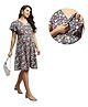 TUMMY Half Sleeves Floral Printed Maternity Dress With Nursing Access - Multi Colour