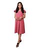 TUMMY Half Sleeves Abstract Printed Maternity Dress - Pink