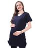 TUMMY Half Sleeves Solid Maternity Top - Black