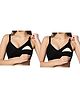 TUMMY Bamboo Cotton Pack of 2 Solid Nursing Feeding Thin Padded Bras - Black & Grey