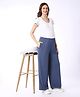 Bella Mama Full Length High Coverage Maternity Rib Knit Solid Coloured Pant - Blue