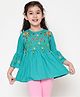 ISHTI Rayon Three Fourth Sleeves Floral Embroidered Top - Rama
