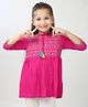 ISHTI Rayon Three Fourth Sleeves Abstract Embroidered Top - Pink