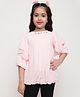 ISHTI Three Fourth Sleeves Lurex Striped Top - Pink
