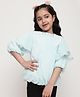 ISHTI Three Fourth Sleeves Lurex Striped Top - Sky Blue