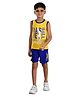 Clothe Funn Single Jersey Sleeveless Basket Ball Printed Tee & Shorts - Gold & Royal