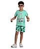 Clothe Funn Half Sleeve The Future Belongs To Us Printed Tee & Military Shorts Set -  Sea Green