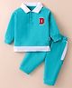 Child World Interlock Knit Full Sleeves Polo T-Shirt & Lounge Pants Set With Patch - Turquoise