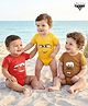 Babyhug Disney Interlock Knit Half Sleeve Onesies with Car Graphics Pack of 3- Red Yellow & Brown