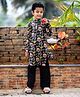 Mamma's Bear Full Seleeves Floral Printed & Gota Patti Embellished Kurta & Pyjama Set - Black
