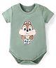 Babyhug Disney Interlock Knit Half Sleeves Onesies With Chip N Dale Graphics - Mint Green
