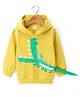 Kookie Kids Full Sleeves Crocodile Printed Hooded Sweatshirt - Yellow